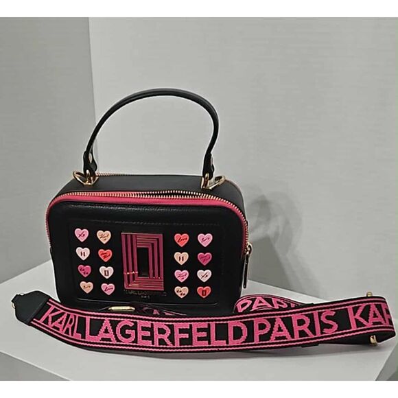 Karl Lagerfeld Simone Camera Crossbody with Heart Pins - Picture 2 of 8